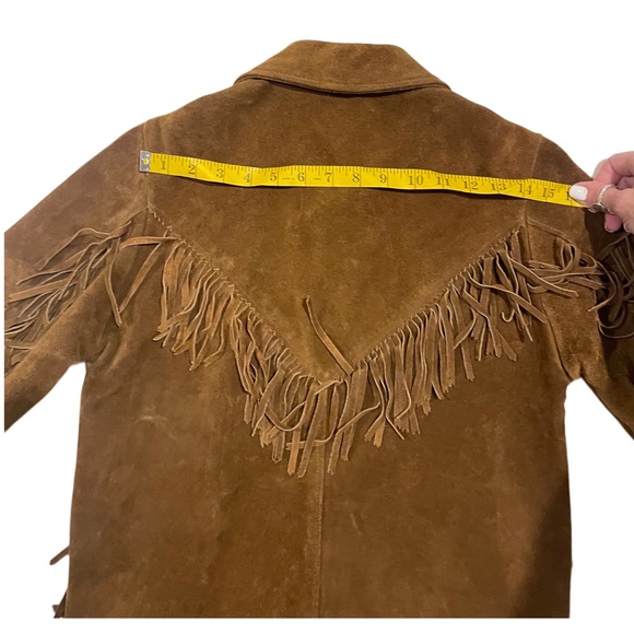 Vintage Kids Brown leather fringe jacket - Picture 3 of 6